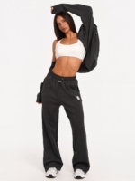 Black cotton-blend joggers with a comfortable Wide Leg fit.
