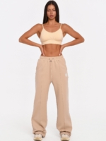Women's beige wide leg joggers with a modern Wide Leg fit.