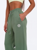 Women's green wide leg joggers with a modern Wide Leg fit.