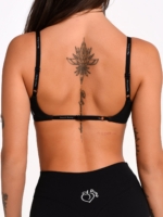 Women's Black Bra with Delicate Gathering at the Center for a Shapely Neckline.