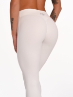 Lange Leggings für Damen in Weiß und Off-White mit formenden Nähten an Taille und Hüften.