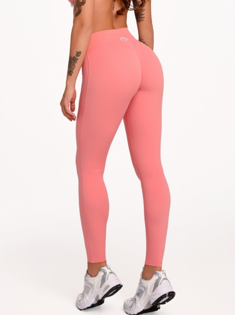 Sportleggings für Damen in Korallenrosa mit mittelhohem Bund und Invisible Scrunch.