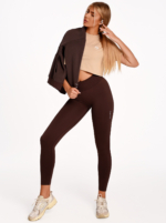 Tricou crop bej din 100% bumbac, cu imprimeu Peach Pump.