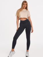 Cream Peach Pump Sports Crop T-Shirt with Raised Rubber Logo.