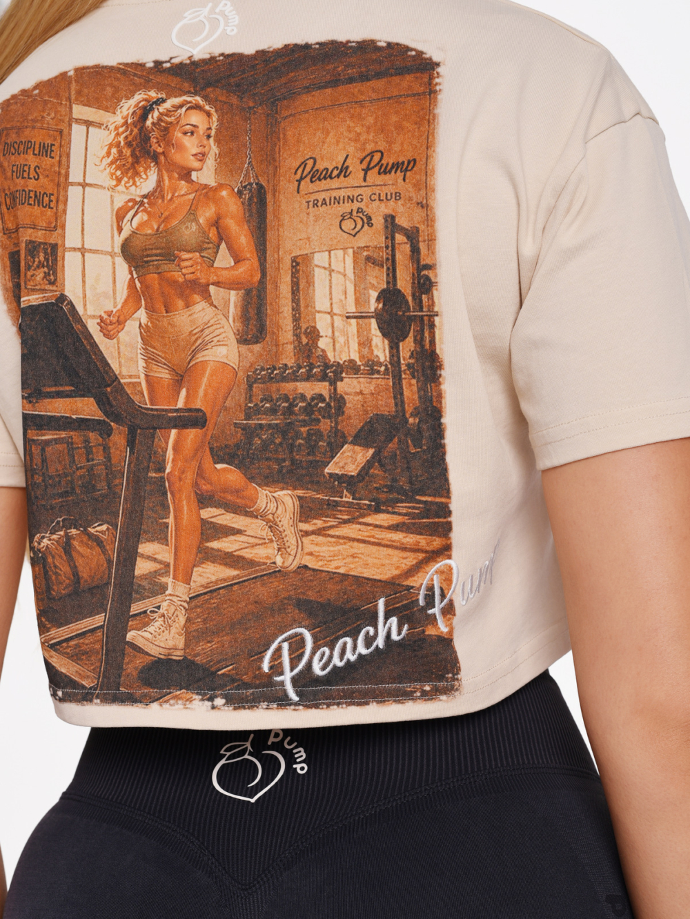 Women's Cream Cotton T-Shirt with an Acid Wash Effect and Relaxed Fit.
